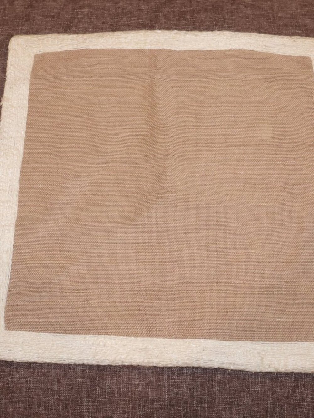 West Elm Natural Woven Pillow Covers with Textured Cream Border (Set of 2)
